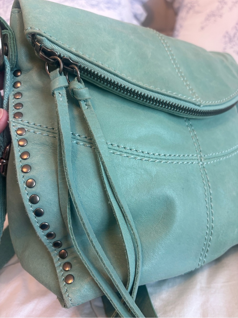 The Sak Mint Green Leather Crossbody with Tassel and Stud Accents - Picture 3 of 16